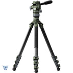 VT05 Travel Video Fluid Head with 3-Stage Carbon Fiber Tripod Legs / Forest Green / 2 To 3 Days